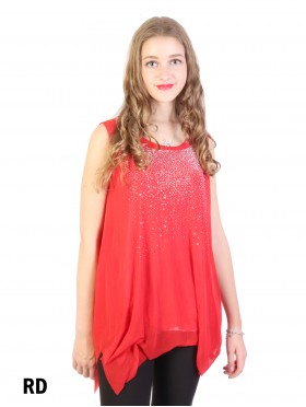 Rhinestone Starry Sky Chiffon Top